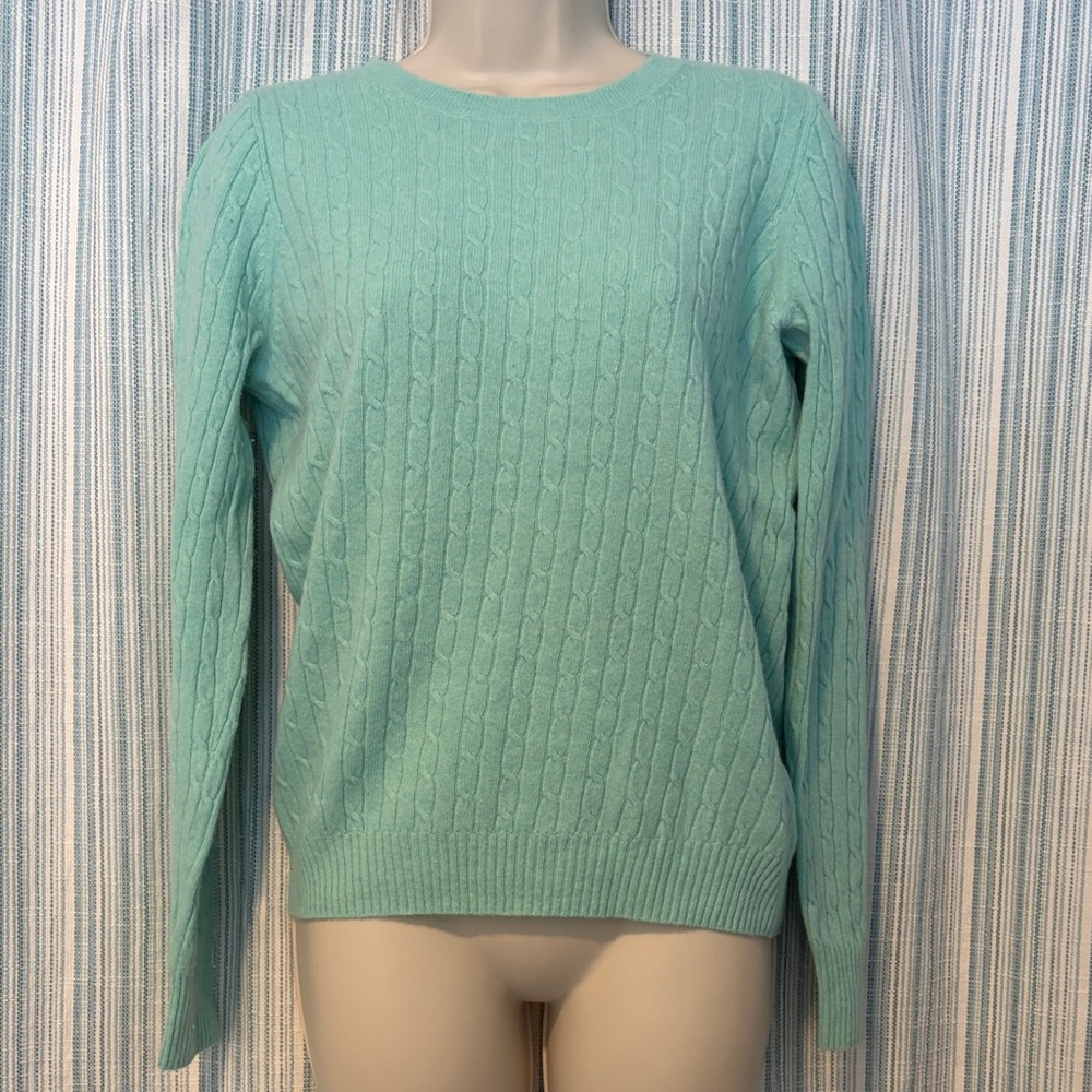 J Crew Women's Aquamarine Cable Knit Sweater Size M